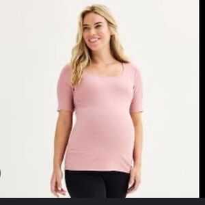 Sonoma Ribbed Maternity Top in Pink
